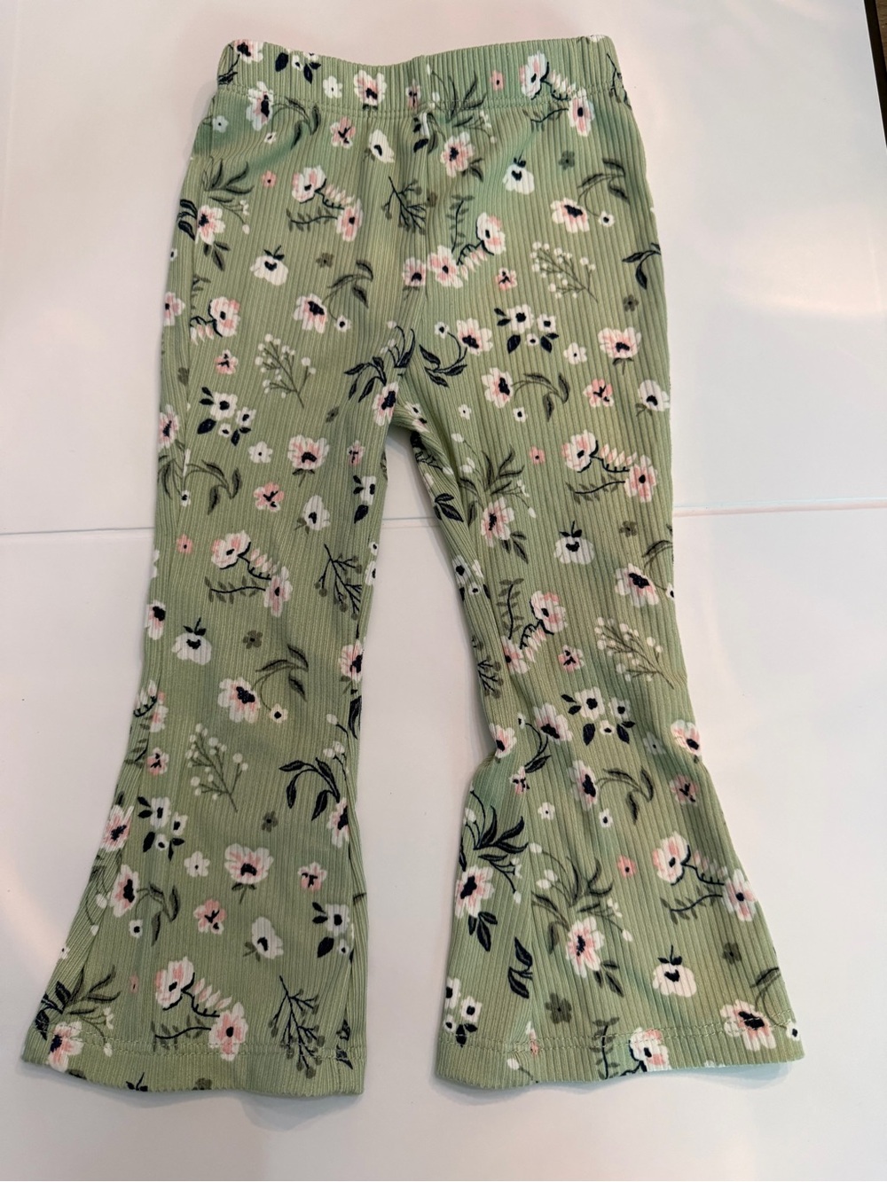 Btween baby green floral wide leg flare pull on legging pants